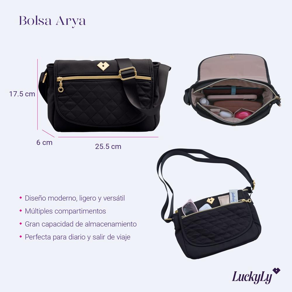 Foto 7 pulgar | Bolsa Crossbody LuckyLy Arya Negra