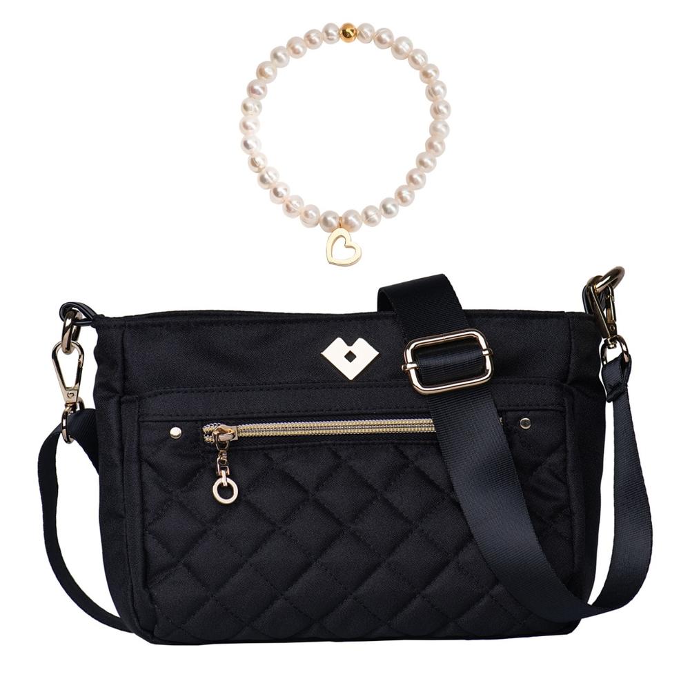 Foto 2 pulgar | Bolsa Crossbody LuckyLy Negra para Mujer + Pulsera