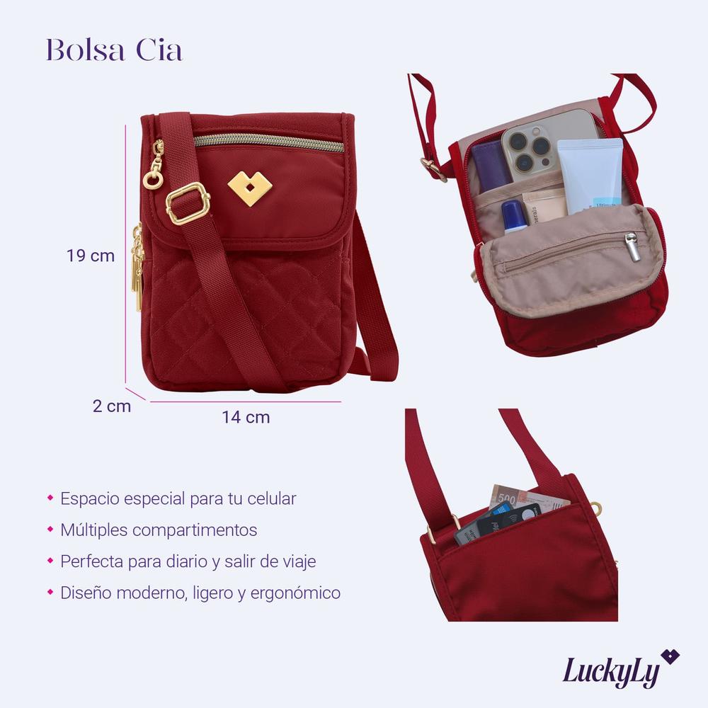 Foto 7 pulgar | Bolsa Crossbody Para Celular Luckyly Modelo Cia Rojo