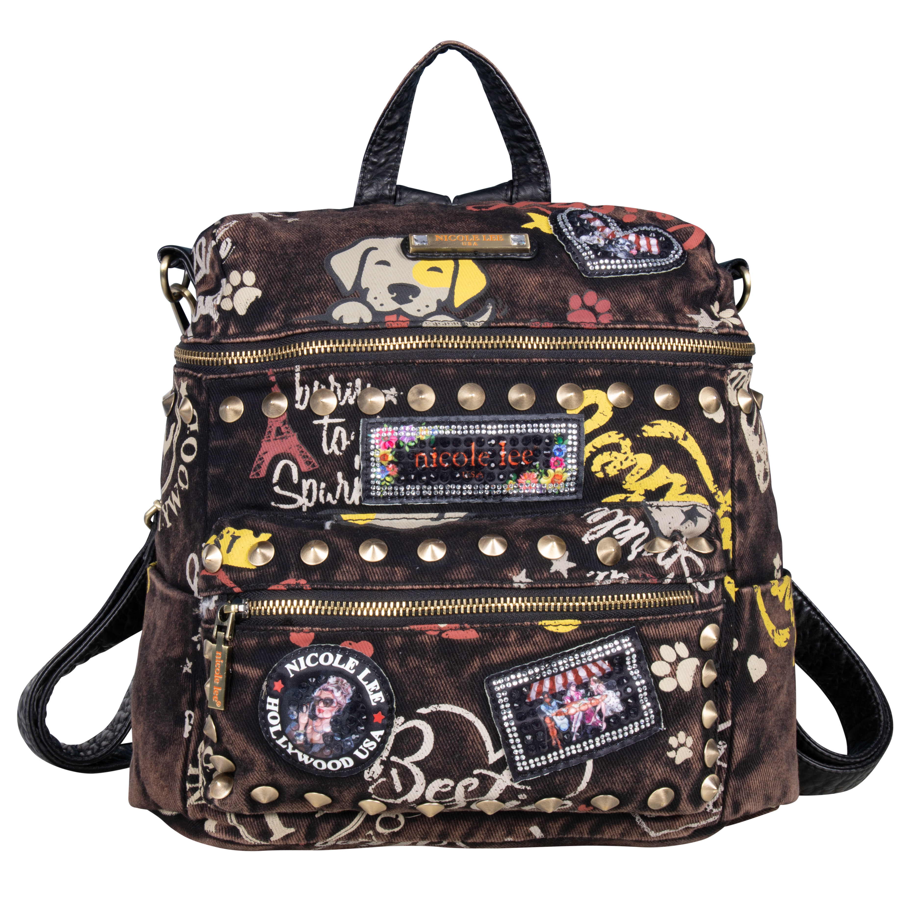 Bolsa Multi Nicole Lee de Mezclilla Tipo Grafiti Café