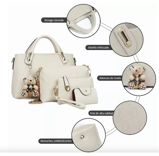 Foto 4 pulgar | Bolsas Wünd Beige 4 Piezas para Mujer