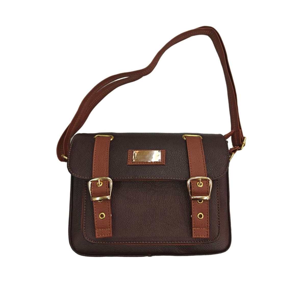 Bolsa Crossbody En Piel Color Café