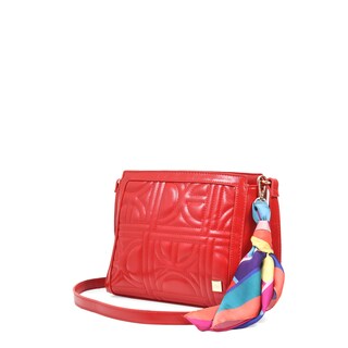 Foto 2 | Bolsa Crossbody Look Glossy Con Mascada Color Rojo