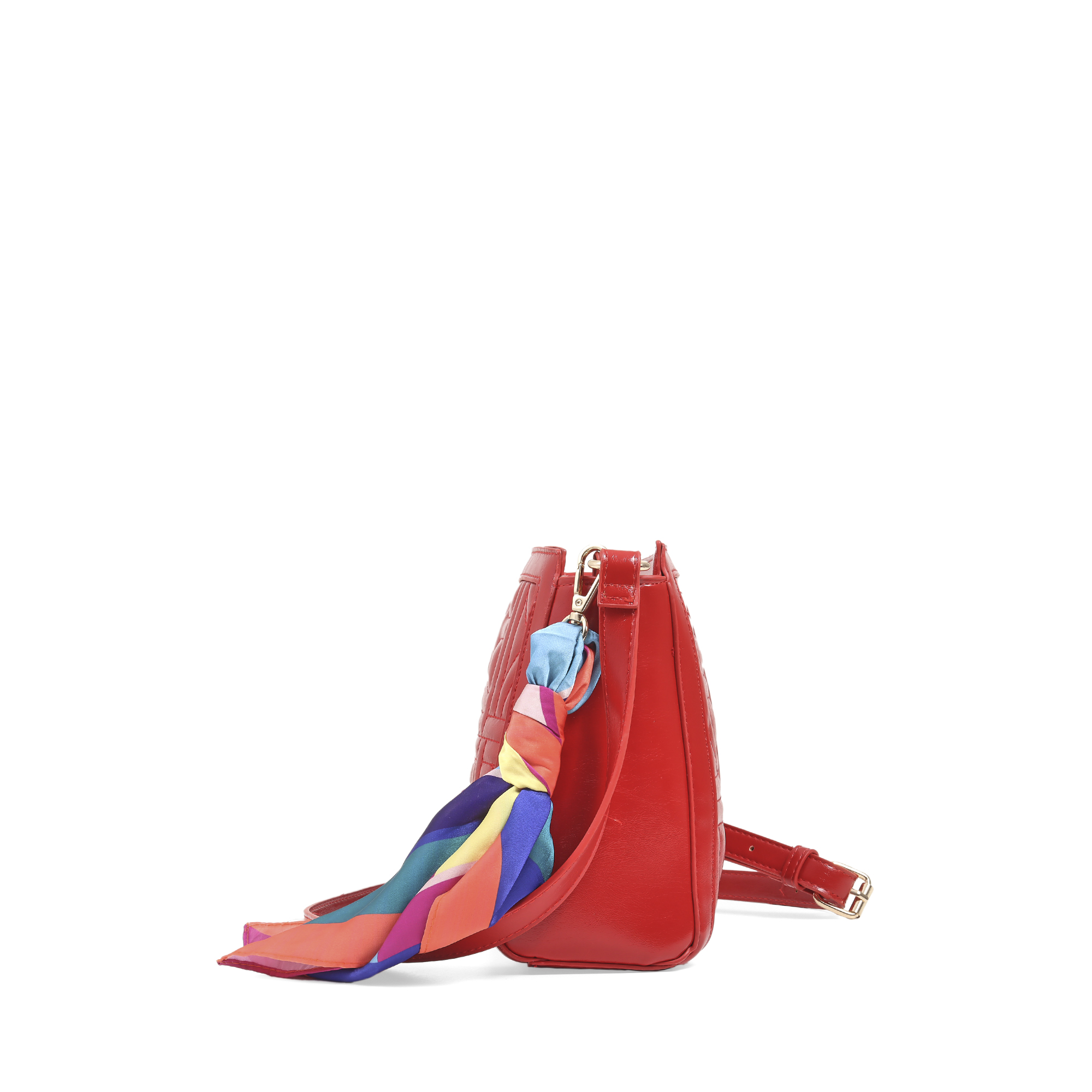 Foto 4 pulgar | Bolsa Crossbody Look Glossy Con Mascada Color Rojo