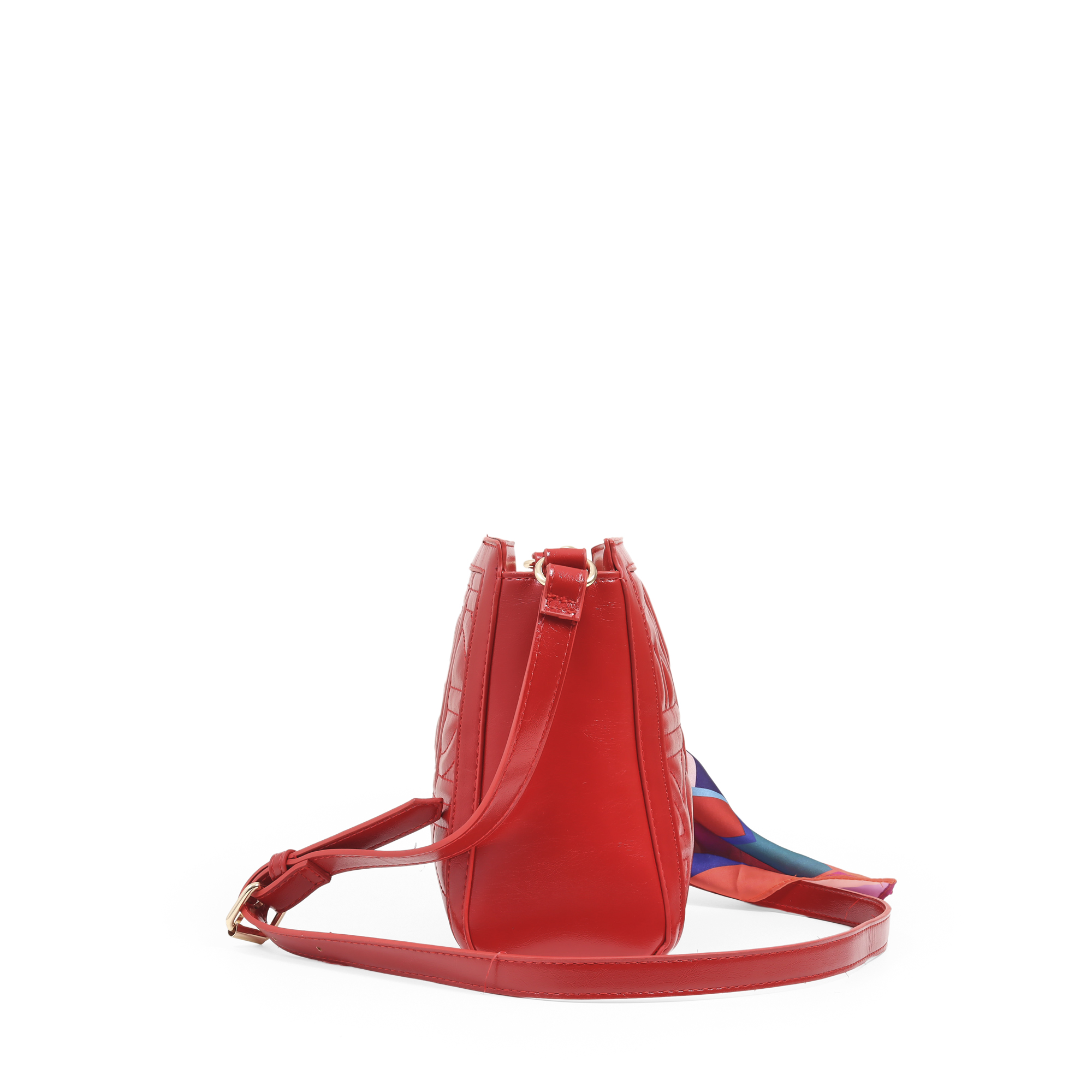 Foto 5 pulgar | Bolsa Crossbody Look Glossy Con Mascada Color Rojo