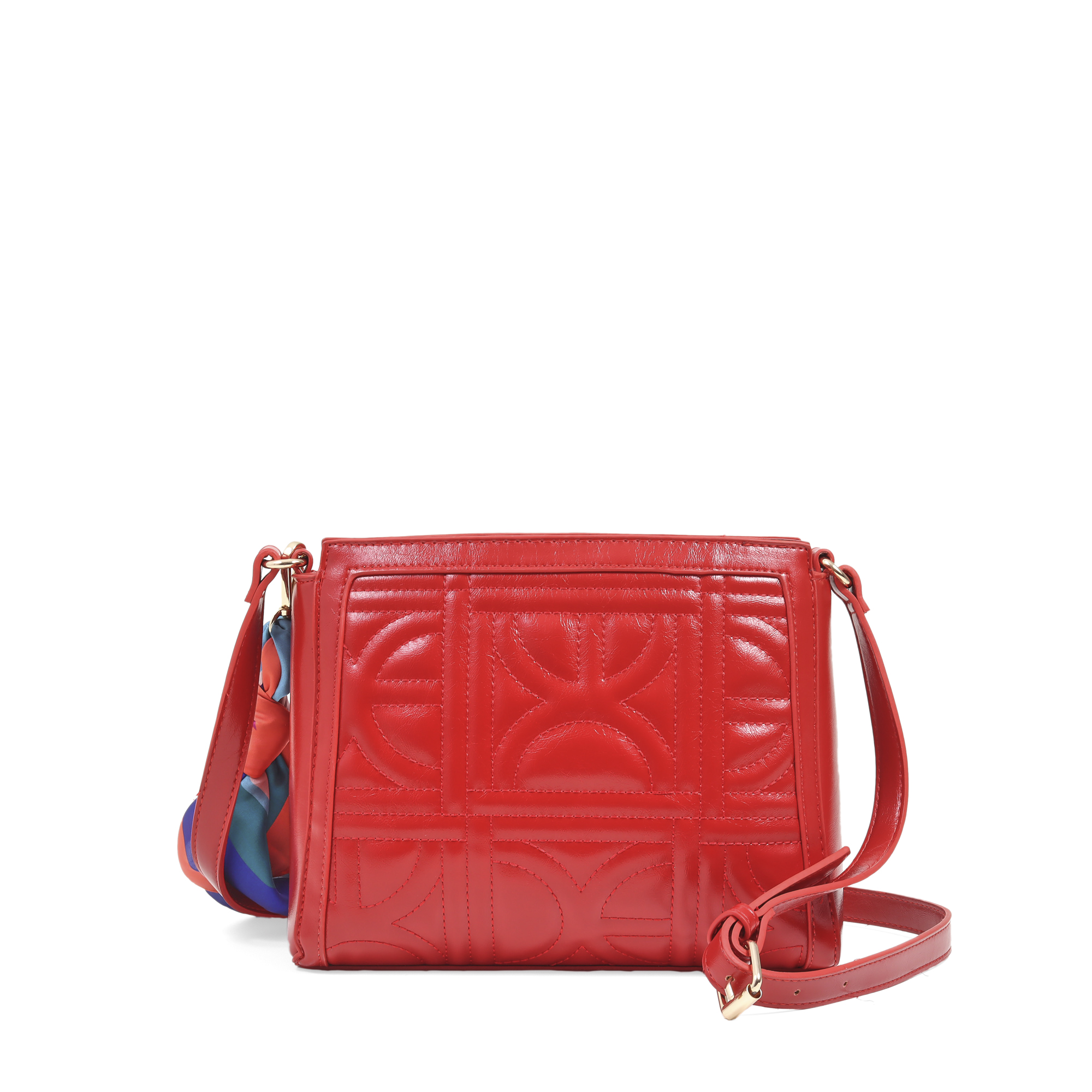 Foto 6 pulgar | Bolsa Crossbody Look Glossy Con Mascada Color Rojo