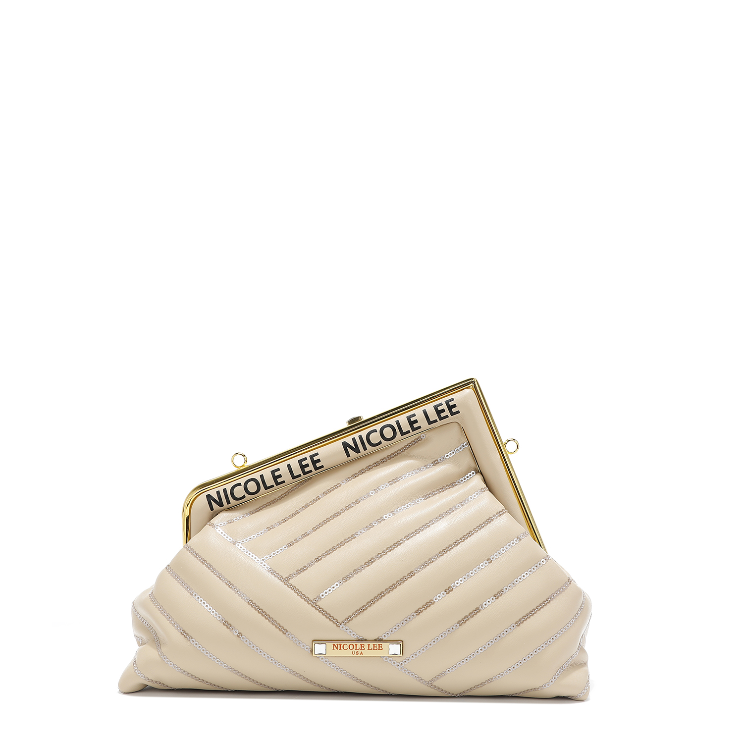 Foto 2 pulgar | Bolsa Clutch Nicole Lee con Lentejuelas y Correa Cruzada