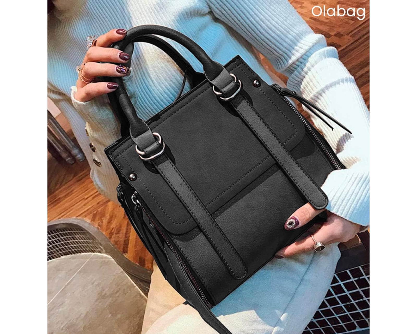 Foto 2 | Bolsa Crossbody Bluelander Negra con Doble Asa Olabag