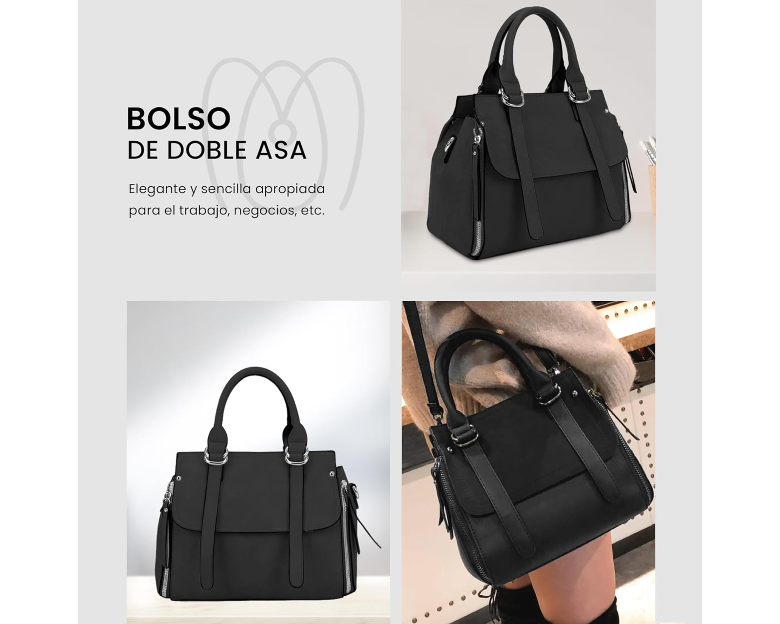 Foto 3 | Bolsa Crossbody Bluelander Negra con Doble Asa Olabag
