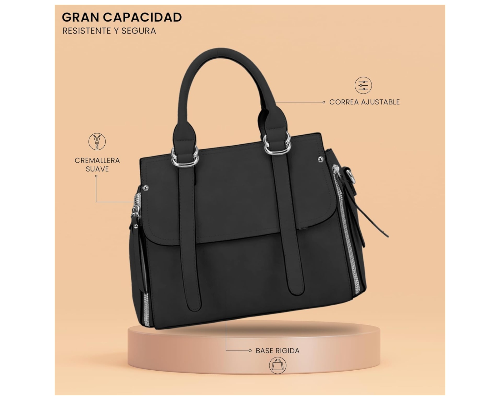 Foto 4 | Bolsa Crossbody Bluelander Negra con Doble Asa Olabag