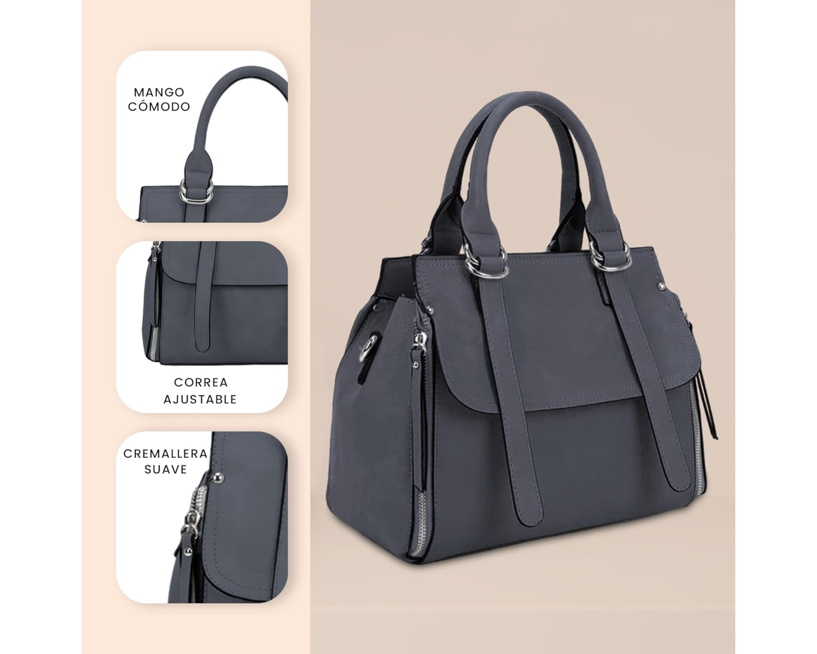Foto 4 pulgar | Bolsa Crossbody Bluelander con Doble Asa Olabag Gris