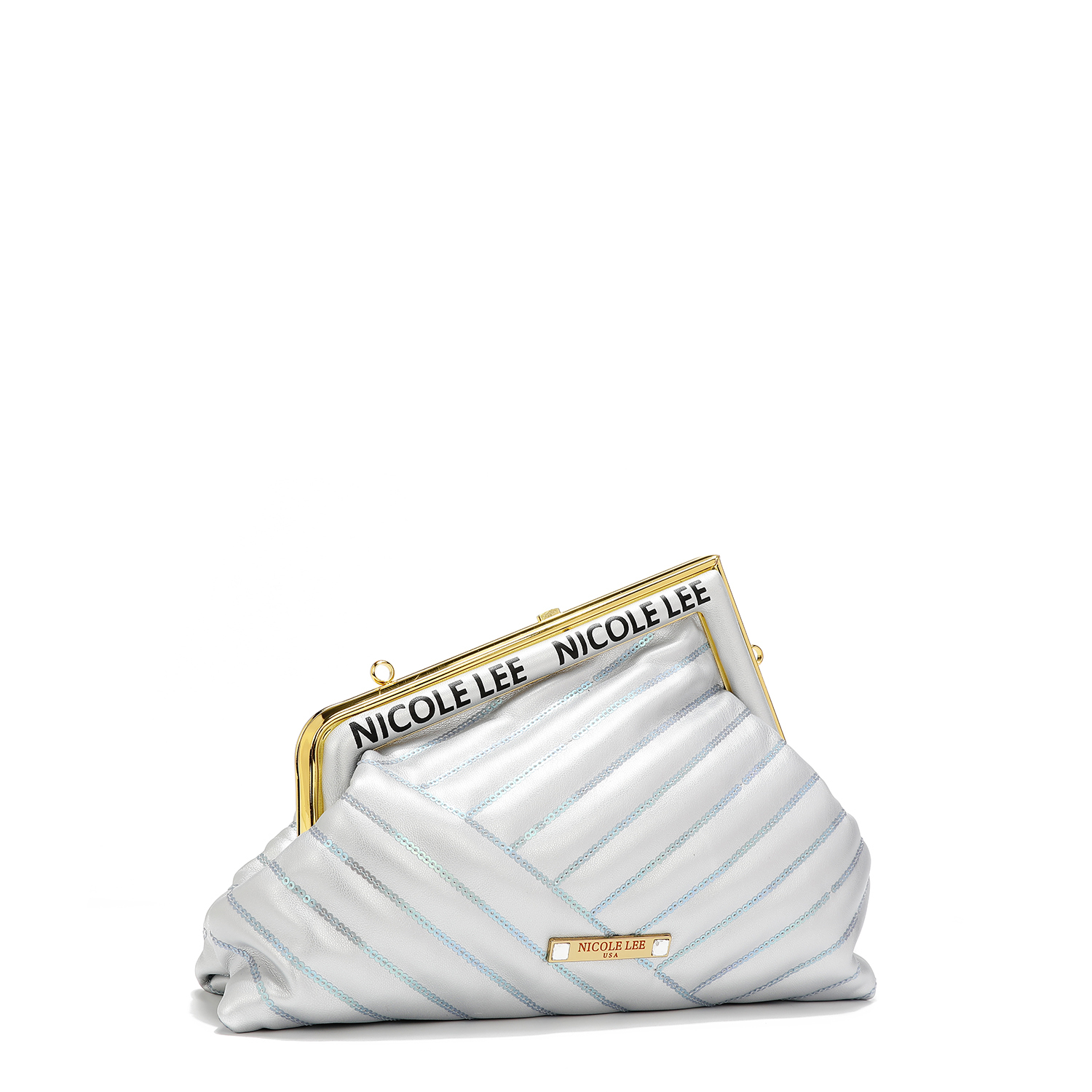 Foto 2 pulgar | Bolsa Clutch Nicole Lee Plateada con Lentejuelas