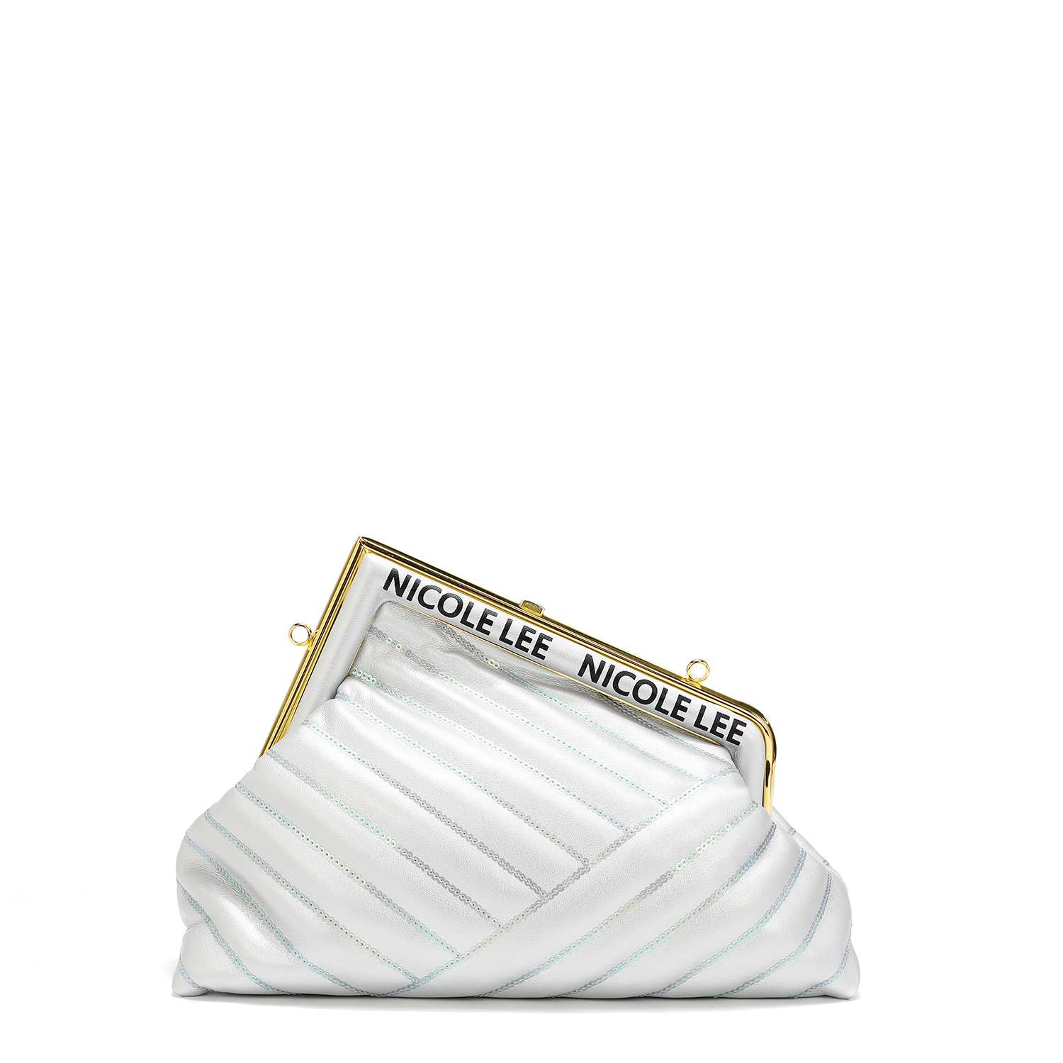 Foto 3 pulgar | Bolsa Clutch Nicole Lee Plateada con Lentejuelas