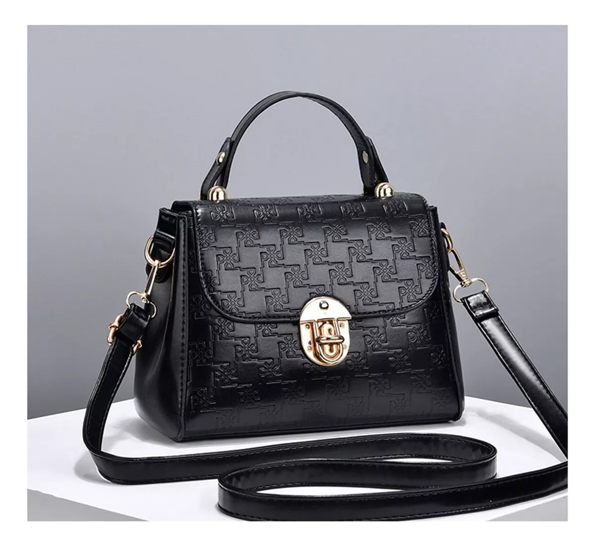 Foto 5 | Bolsas De Mujer Bolsa Tote De Cuero Pu Negro