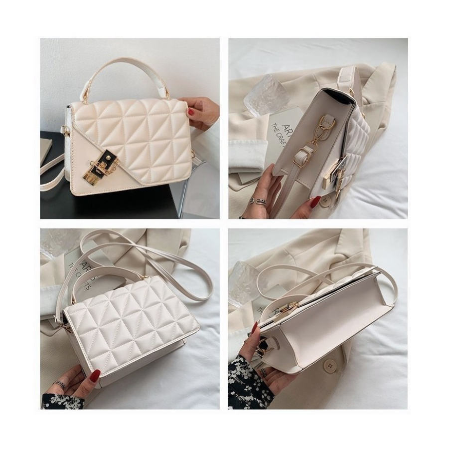 Foto 4 pulgar | Bolso de Hombro Blanco con Cadena Metálica