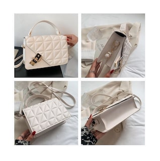 Foto 3 | Bolso de Hombro Blanco con Cadena Metálica