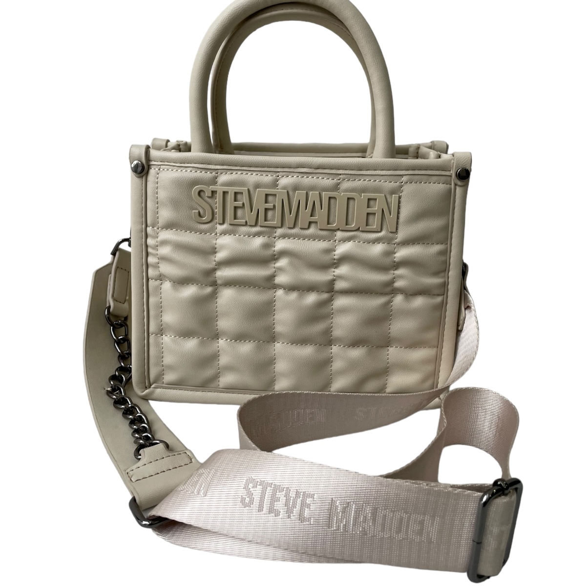 Foto 2 | Bolsa Steve Madden Mini Tote Binko Sqares Beige