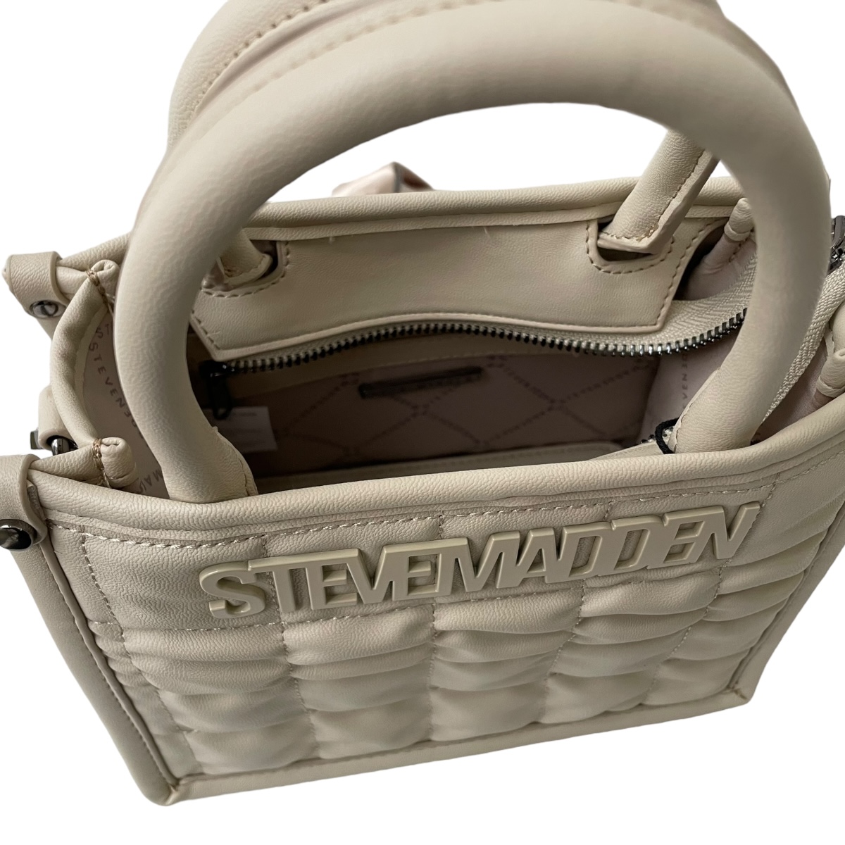 Foto 5 | Bolsa Steve Madden Mini Tote Binko Sqares Beige