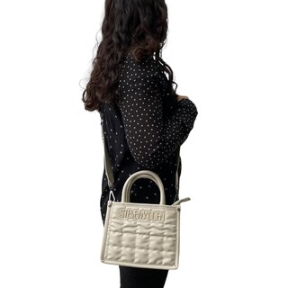 Foto 7 | Bolsa Steve Madden Mini Tote Binko Sqares Beige