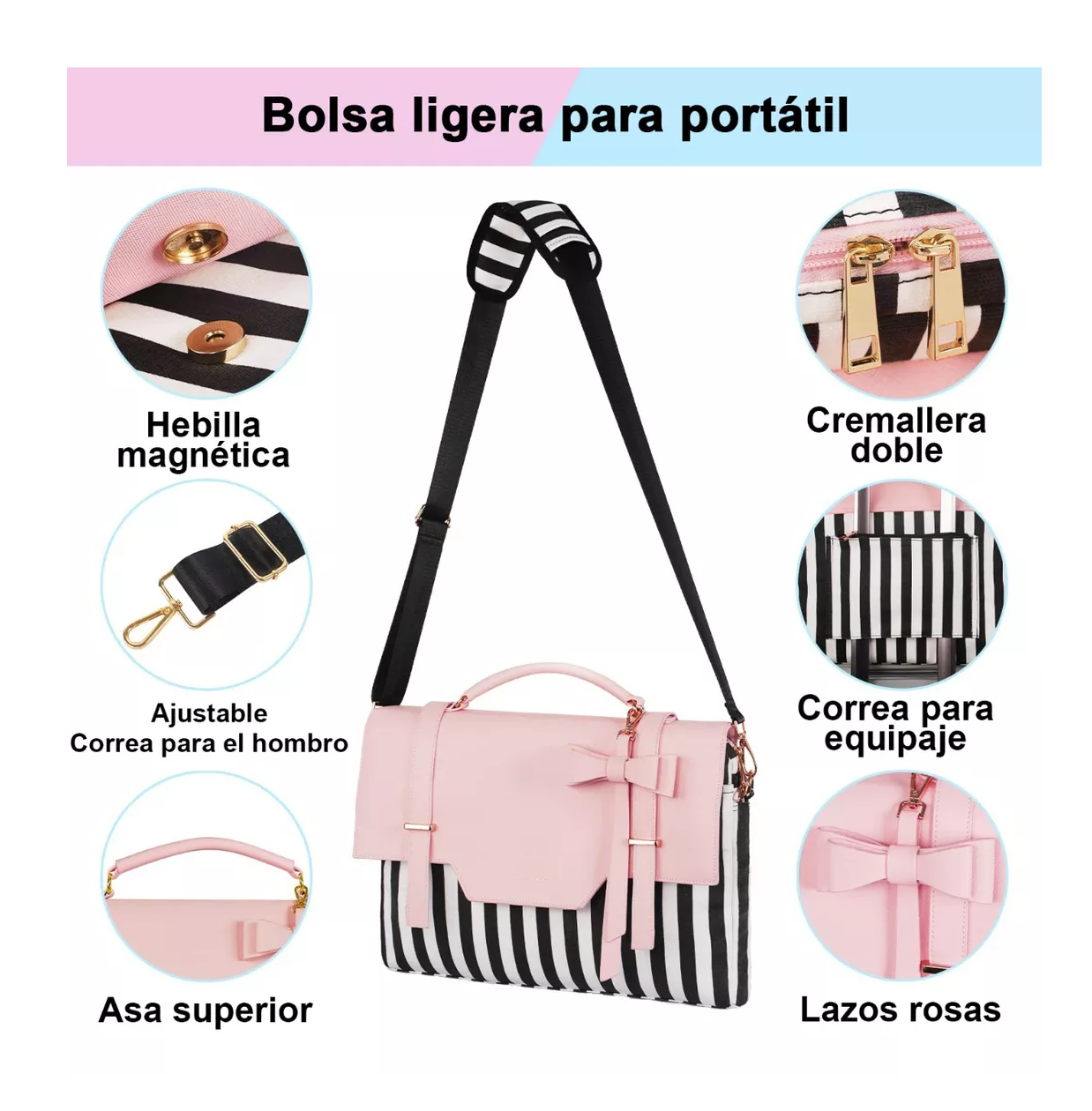 Foto 3 pulgar | Maletín para Laptop 15.6 Belug Rosa para Mujer