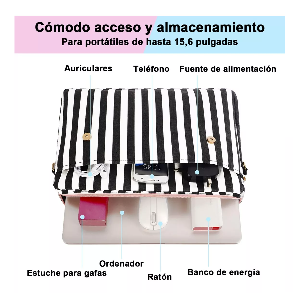 Foto 5 pulgar | Maletín para Laptop 15.6 Belug Rosa para Mujer