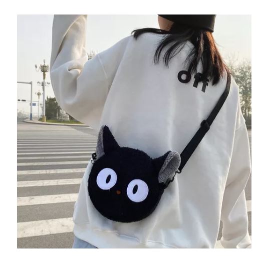 Foto 3 | Bolsa de Peluche Crossbody Mochila en Negro para Mujer
