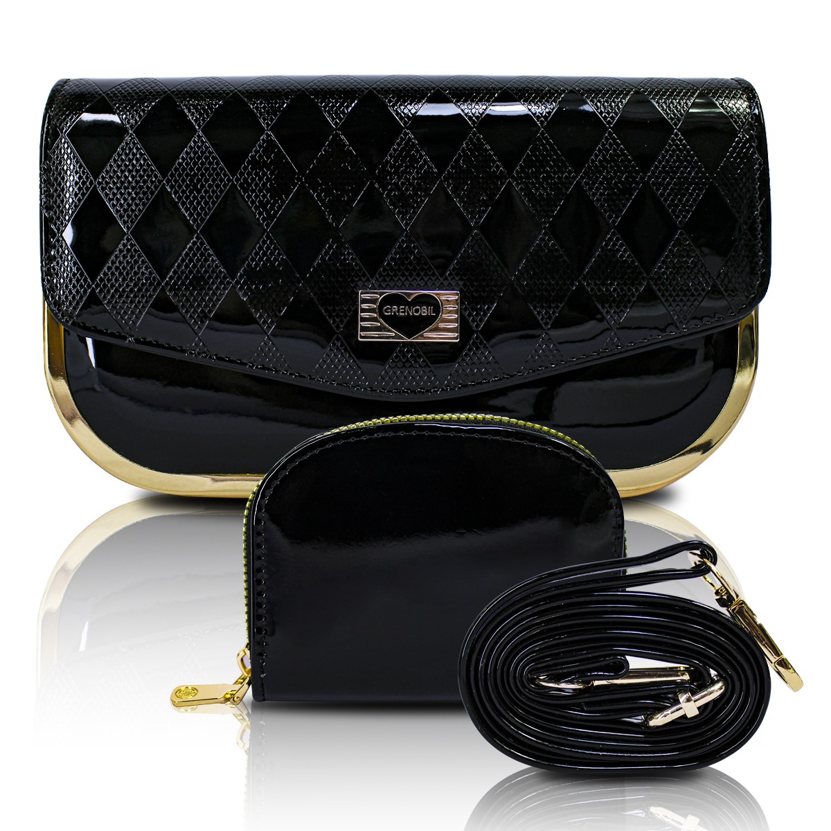 Bolso Cruzado Tipo Crossbody con Monedero Negro de Mujer