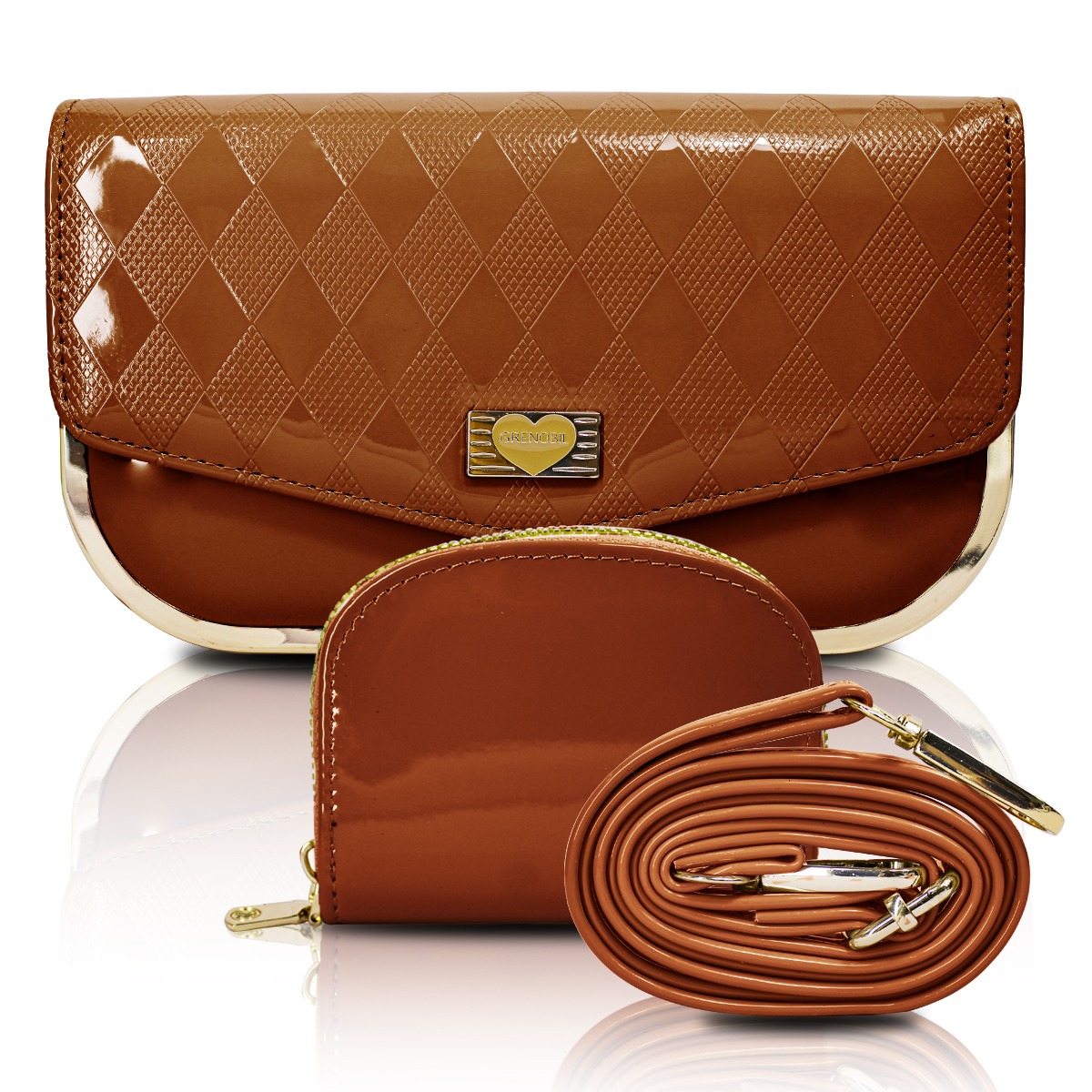 Bolso Cruzado Tipo Crossbody con Monedero Marrón de Mujer