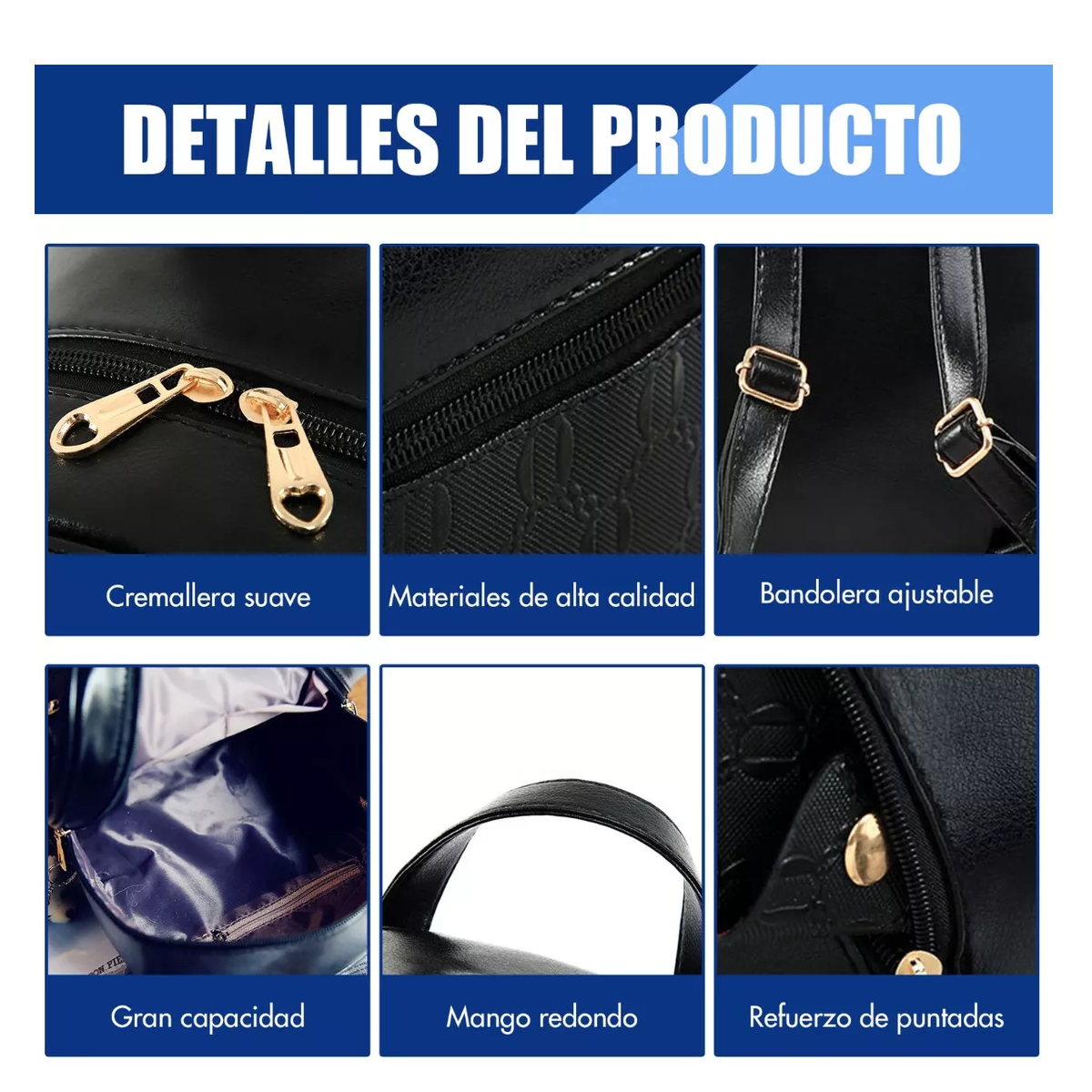 Foto 4 pulgar | Set 4 Bolsas Cosmetiquera Correa Negro para Mujer