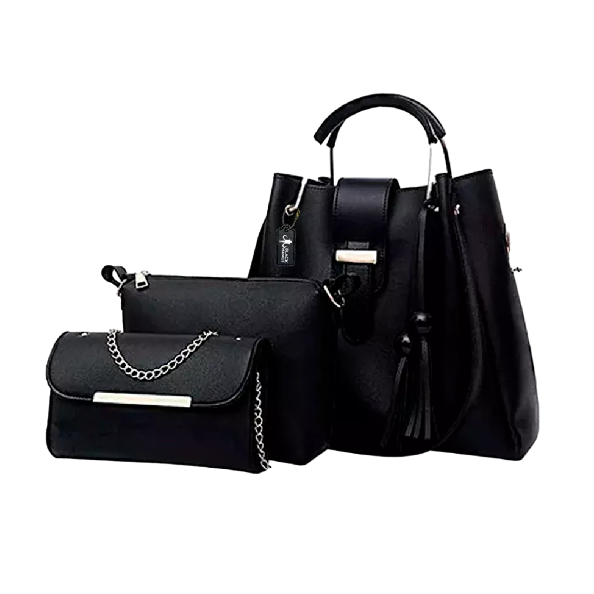 Foto 2 pulgar | Set de 3 Bolsas Belug Negras PU