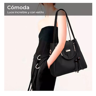 Foto 4 | Set de 3 Bolsas Belug Negras PU