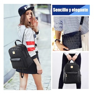 Foto 4 | Set 4 Bolsas De Mujer Moda Dama Mochila Cosmetiquera Correa Negro