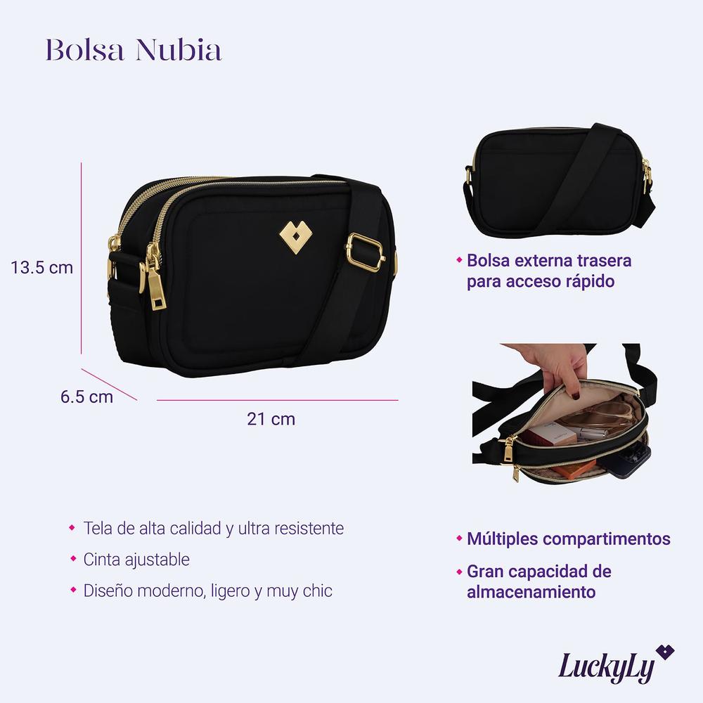 Foto 7 pulgar | Bolsa Crossbody Luckyly Nubia Negra