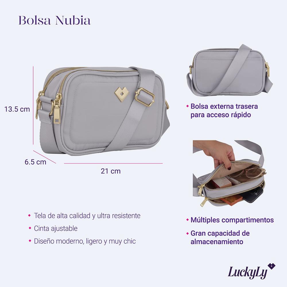 Foto 7 pulgar | Bolsa Crossbody Moderna Bandolera Luckyly Modelo Nubia Gris para Mujer