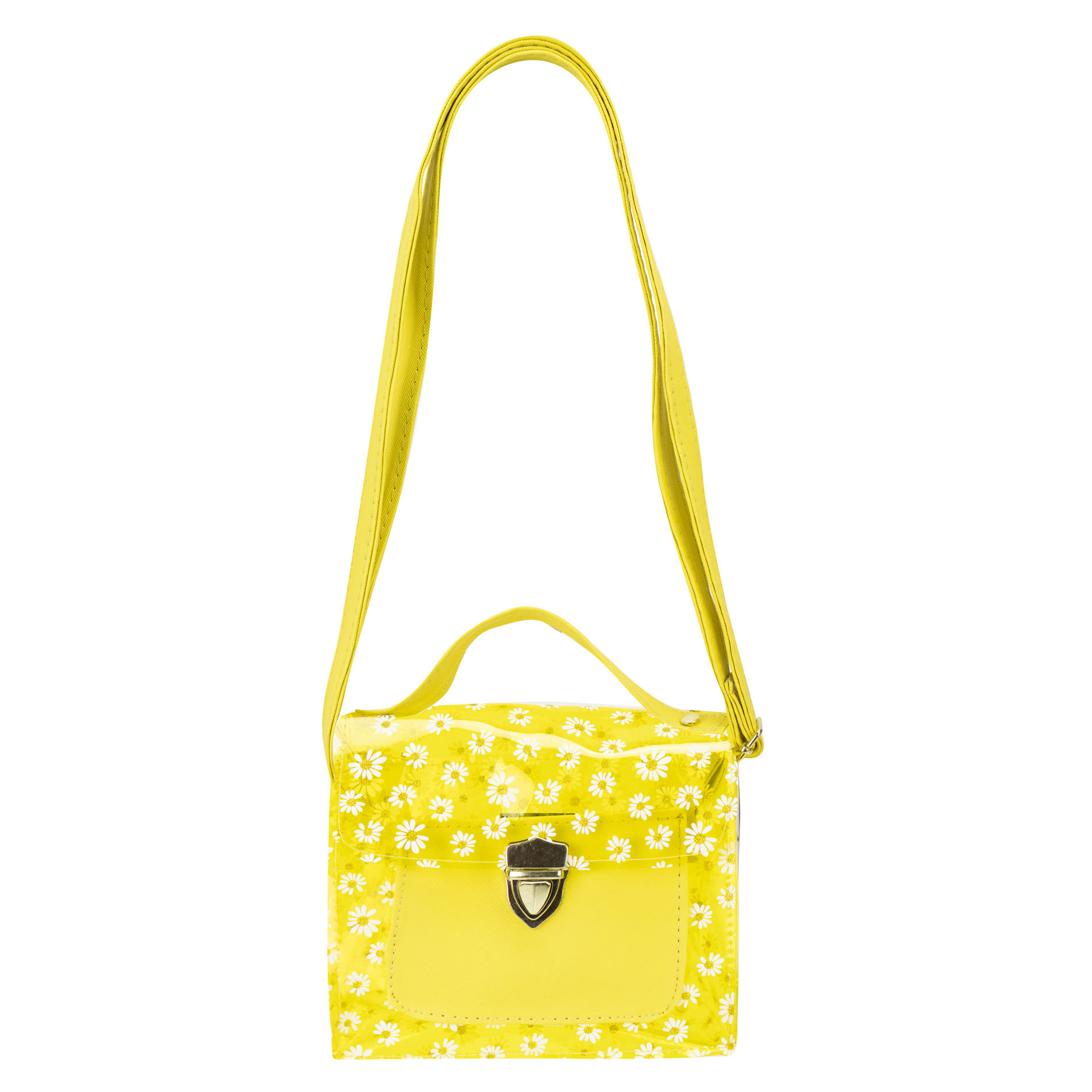 Foto 1 | Mariconera Para Dama Amarillo Mica Margaritas Sintetico Maggie Nueva Imagen