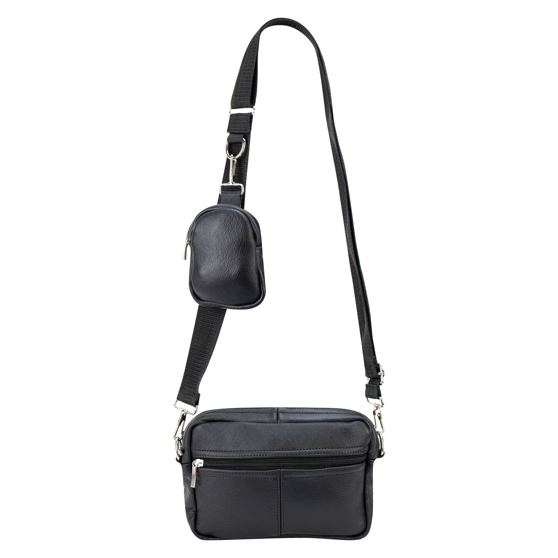Foto 1 | Mariconera Unisex Negro Piel Piel Sidney Nueva Imagen