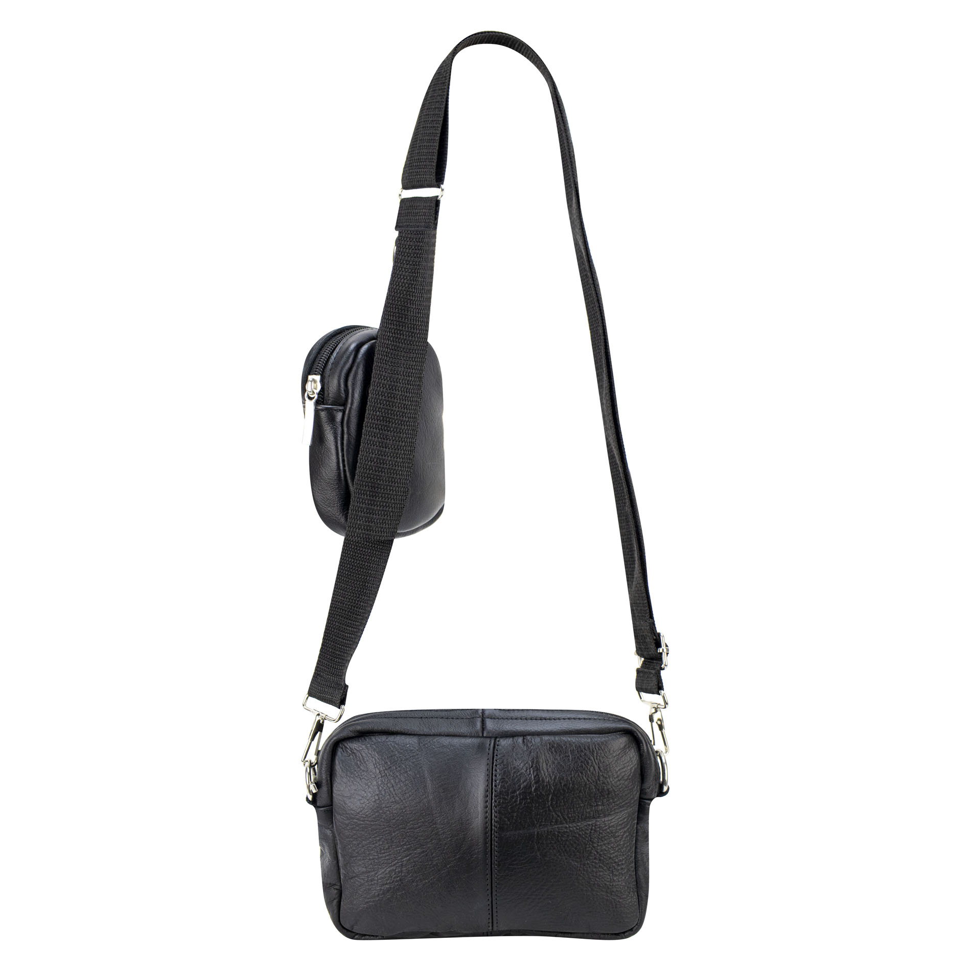 Foto 4 pulgar | Mariconera Unisex Negro Piel Piel Sidney Nueva Imagen