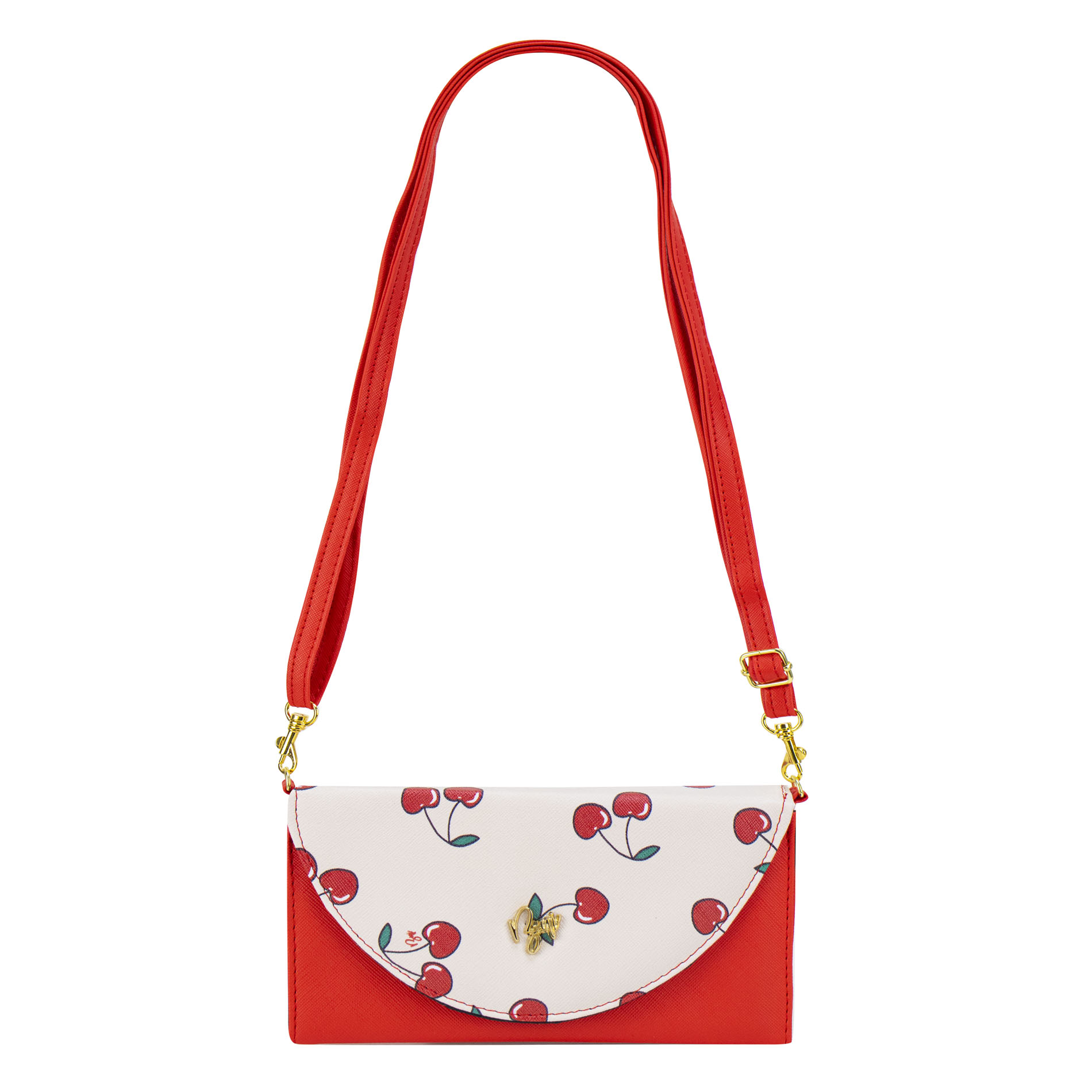 Porta Celular Para Dama Rojo Cerezas Sintetico Maxi Ana Nueva Imagen