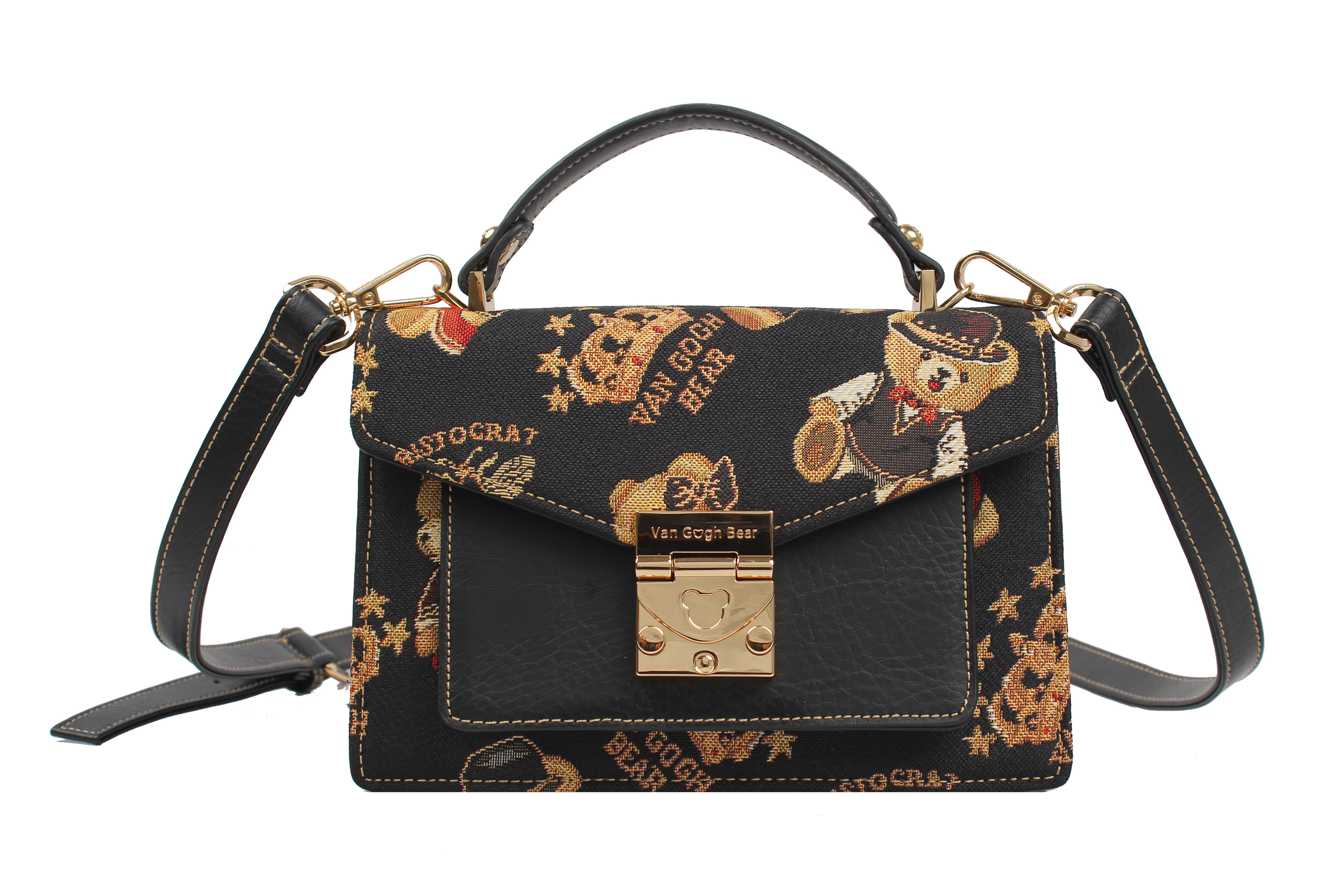 Bolso Cruzado Van Gogh Bear de Henney Bear V070 King Bear Negro