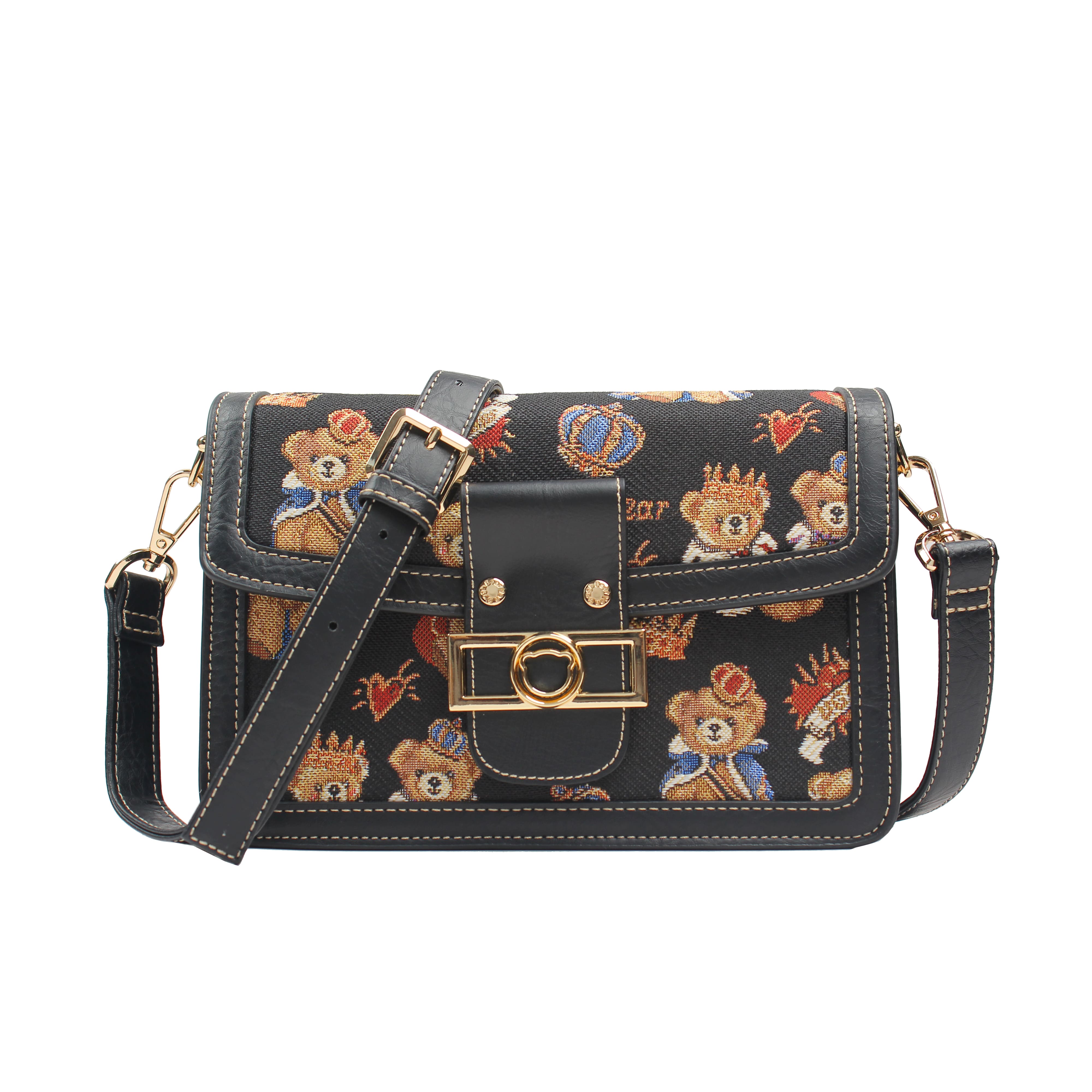 Foto 2 pulgar | Bolso cruzado Van Gogh Bear de Henney Bear V072 King Bear Negro
