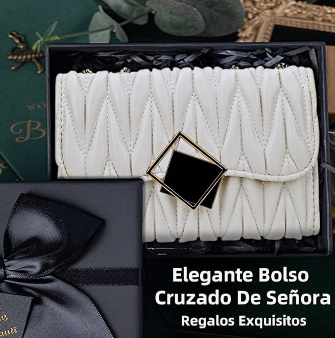 Foto 4 pulgar | Bolsa Blanca con Cadena Elegante para Mujer