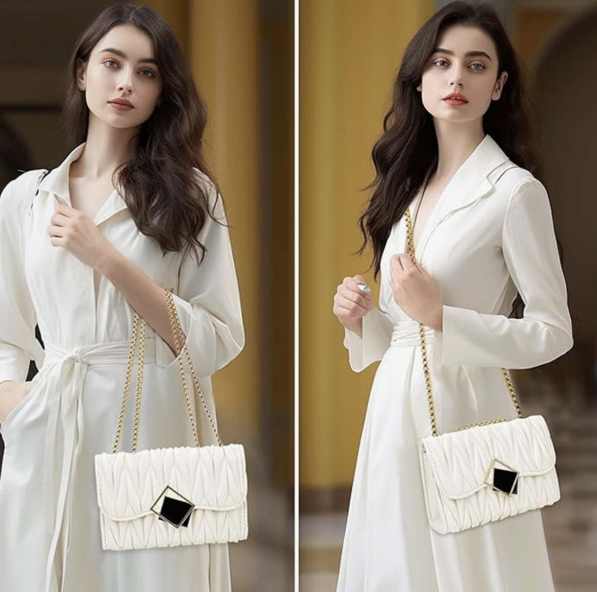 Foto 4 | Bolsa Blanca con Cadena Elegante para Mujer