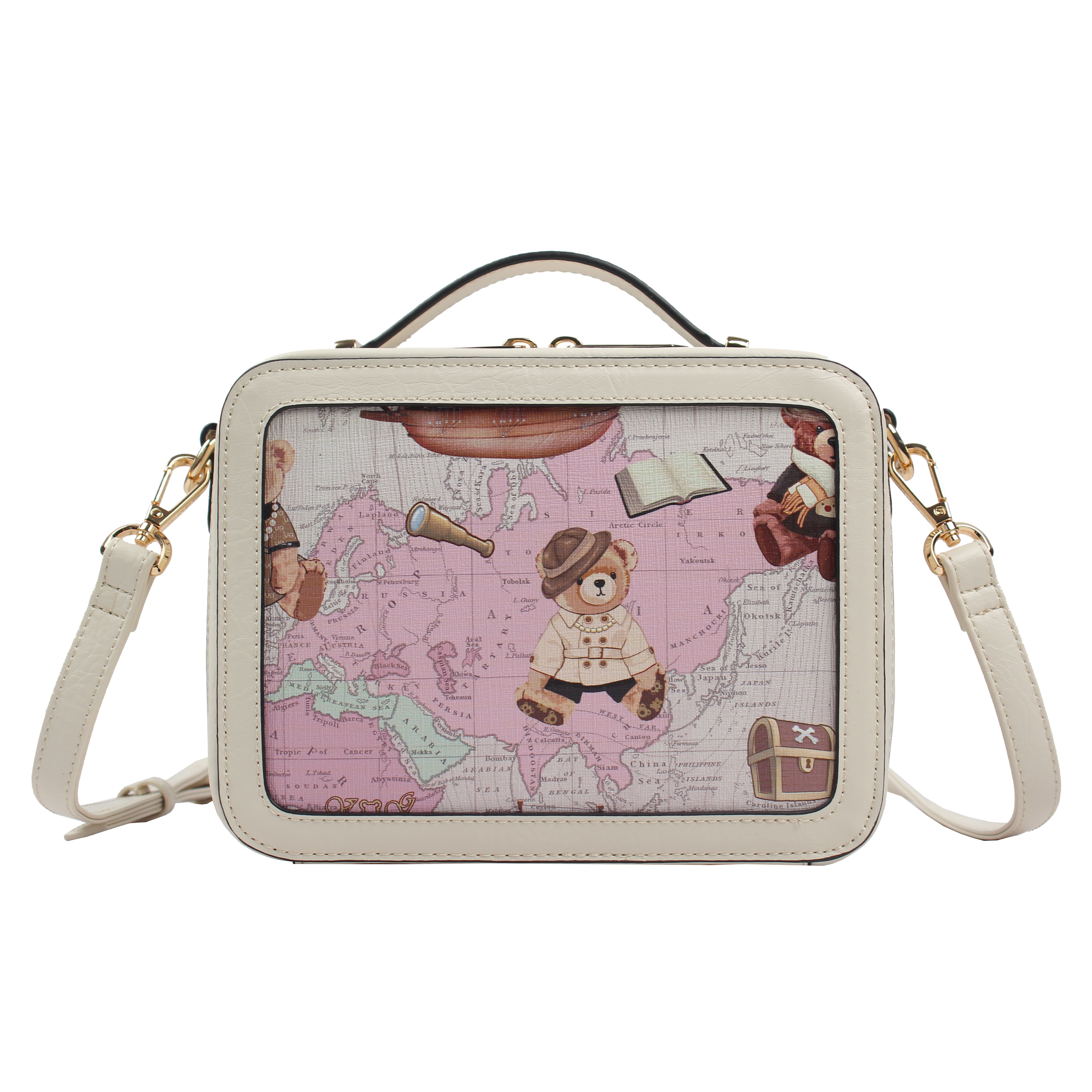 Crossbody Van Gogh Bear By Henney Bear V125 Map Bear Pink