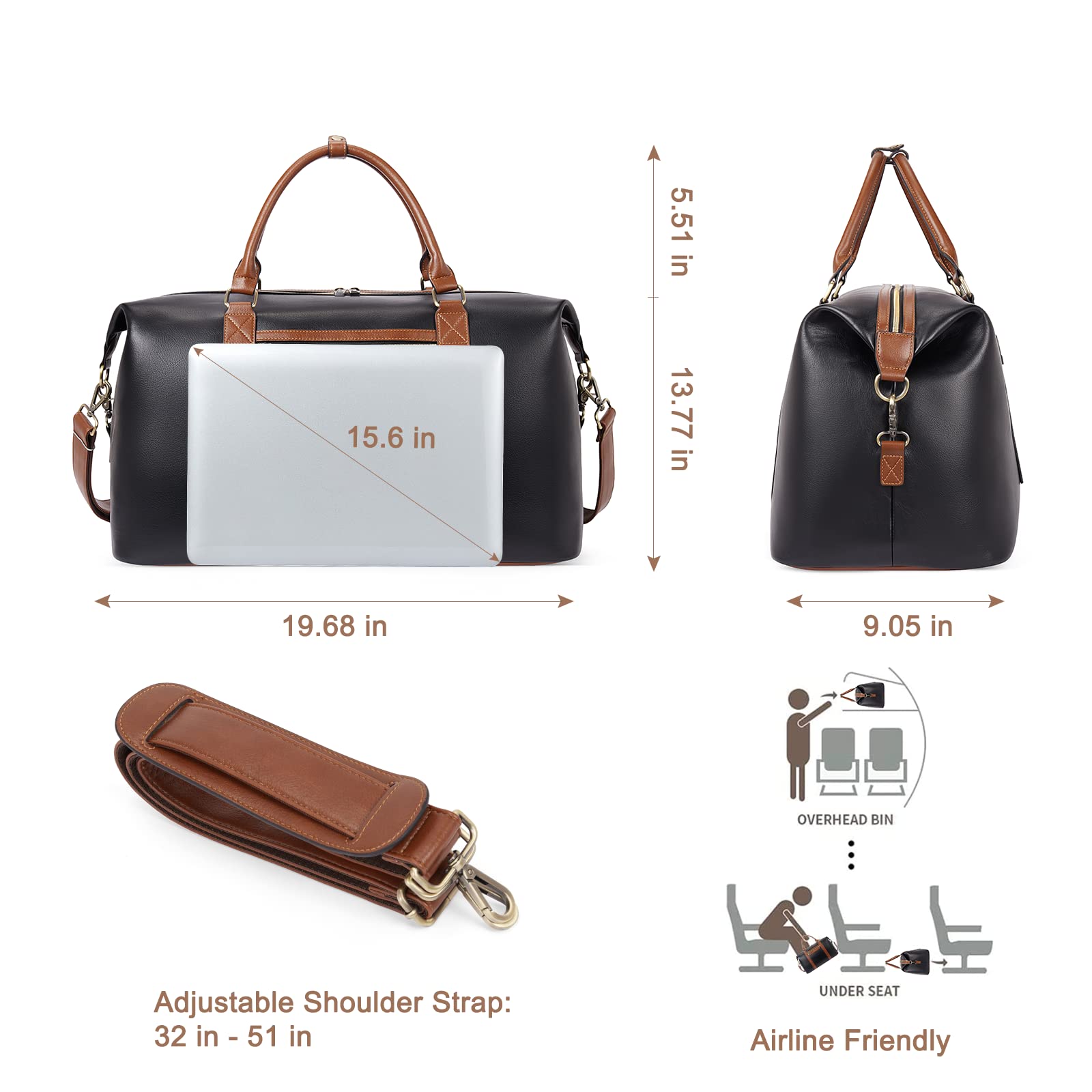 Foto 3 pulgar | Bolsa De Viaje De Piel Weekender Bag Cluci Para Mujer - Venta Internacional.