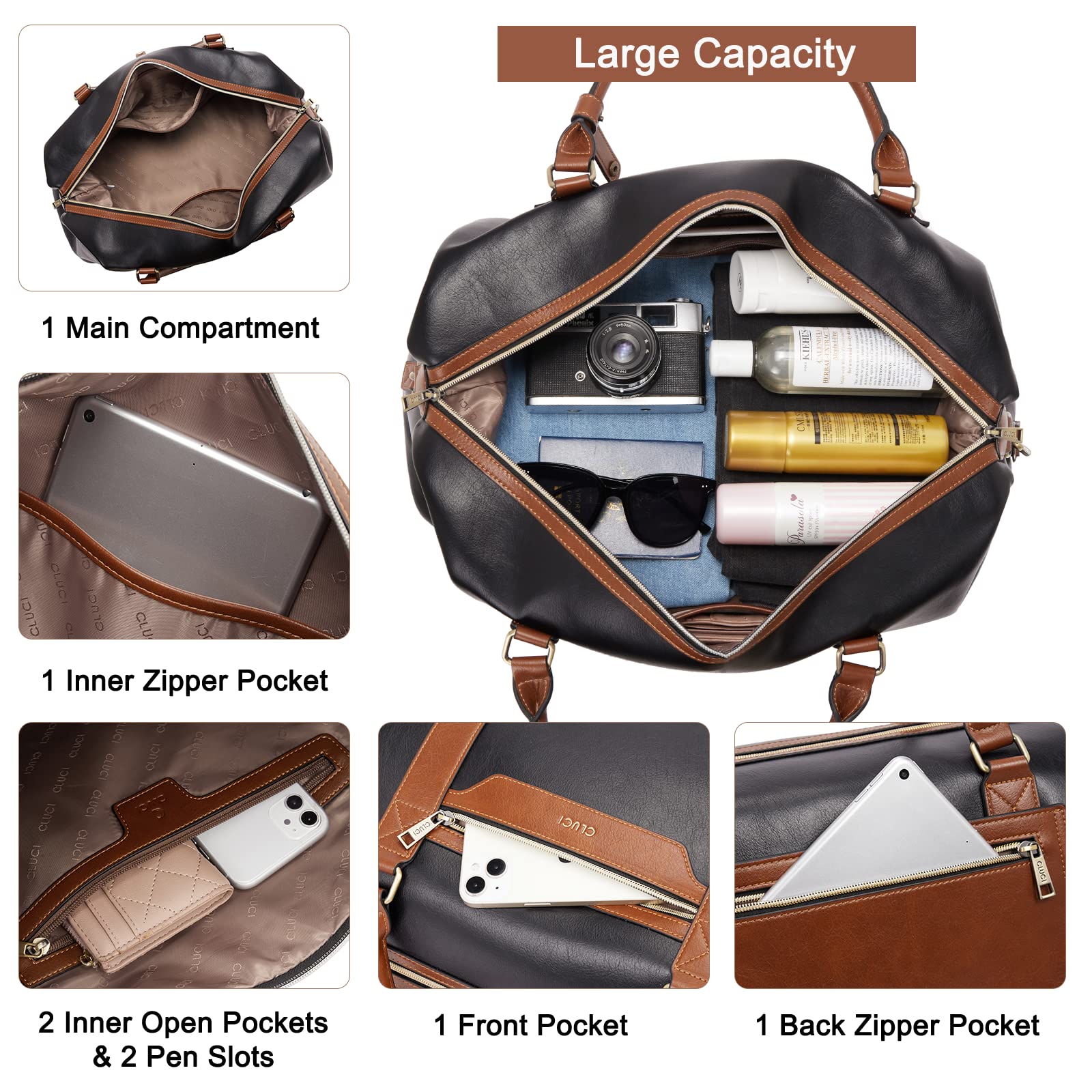 Foto 4 pulgar | Bolsa De Viaje De Piel Weekender Bag Cluci Para Mujer - Venta Internacional.