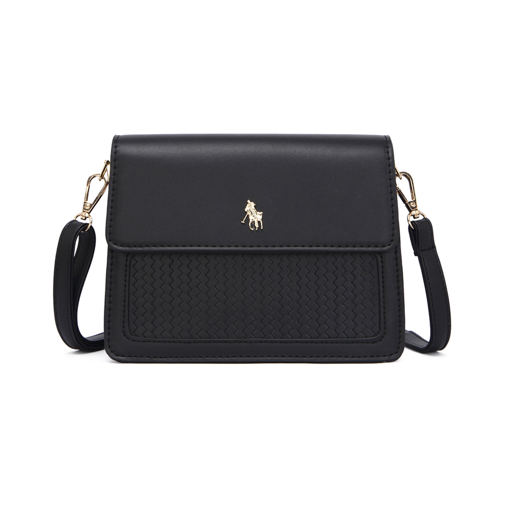 Foto 2 pulgar | Bolsa Crossbody de Dama Hpc Polo en Negro con Logo Metálico