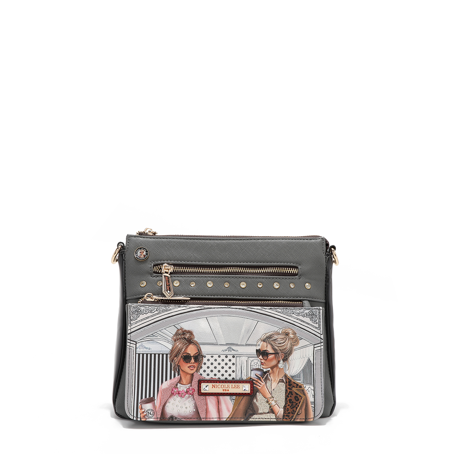 Foto 2 pulgar | Bolsa Cruzada Nicole Lee Print Ladie Night Aplicaciones Fw24