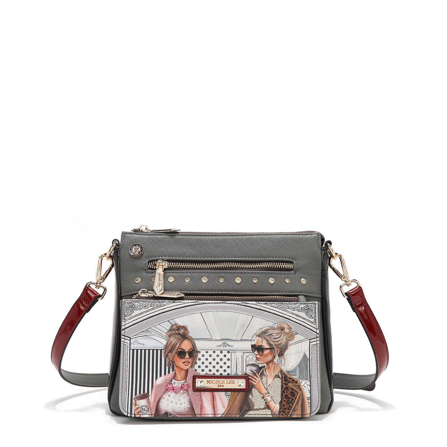 Foto 4 pulgar | Bolsa Cruzada Nicole Lee Print Ladie Night Aplicaciones Fw24