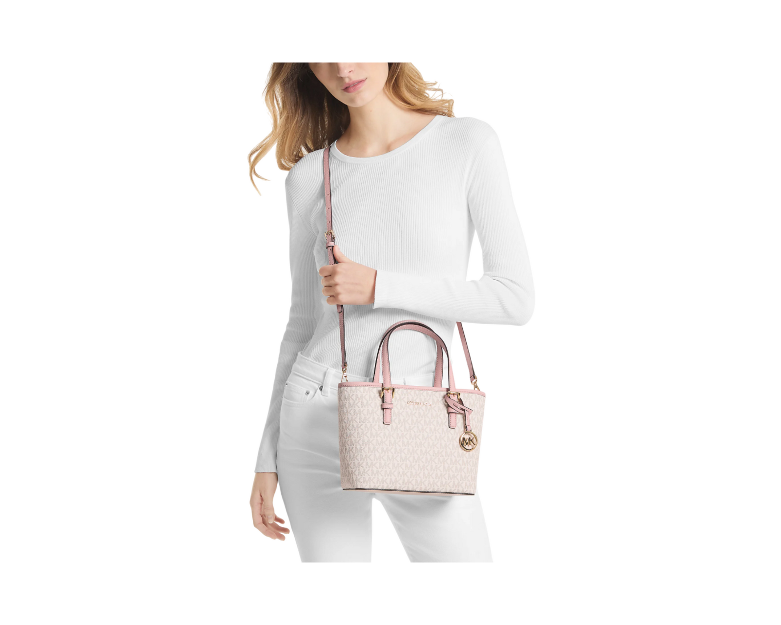 Foto 5 pulgar | Bolsa Michael Kors Jet Set Travel Extra-small Logo Top 35t9gtvt0b Blanca