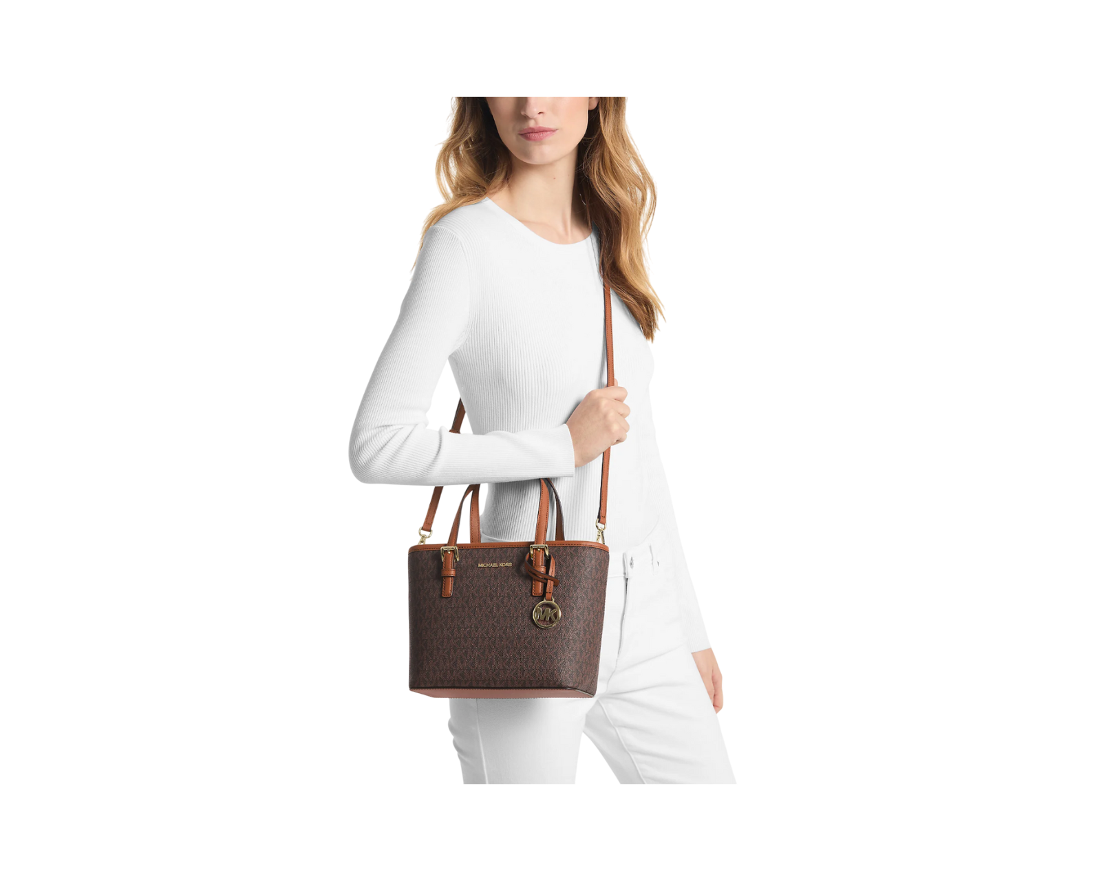 Foto 5 pulgar | Bolsa Michael Kors Jet Set Travel Extra-small Logo Top-zip Tote Bag 35t9gtvt0b Café